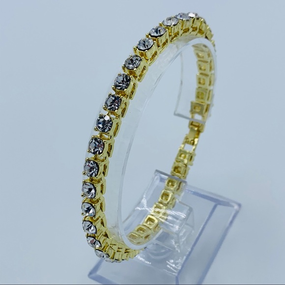 Gold Tennis Chain & Bracelet Set 5mm - Picture 4 of 6